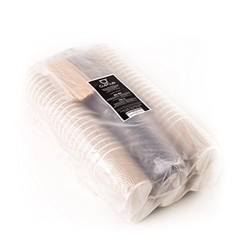 110 Kraft Gewellt Pappebecher Coffee To Go 240 ml 8 Oz mit Deckel und Holz Rührstäbchen Zum Servieren von Kaffee, Tee, heiÃen und kalten Getränken – Bild 7