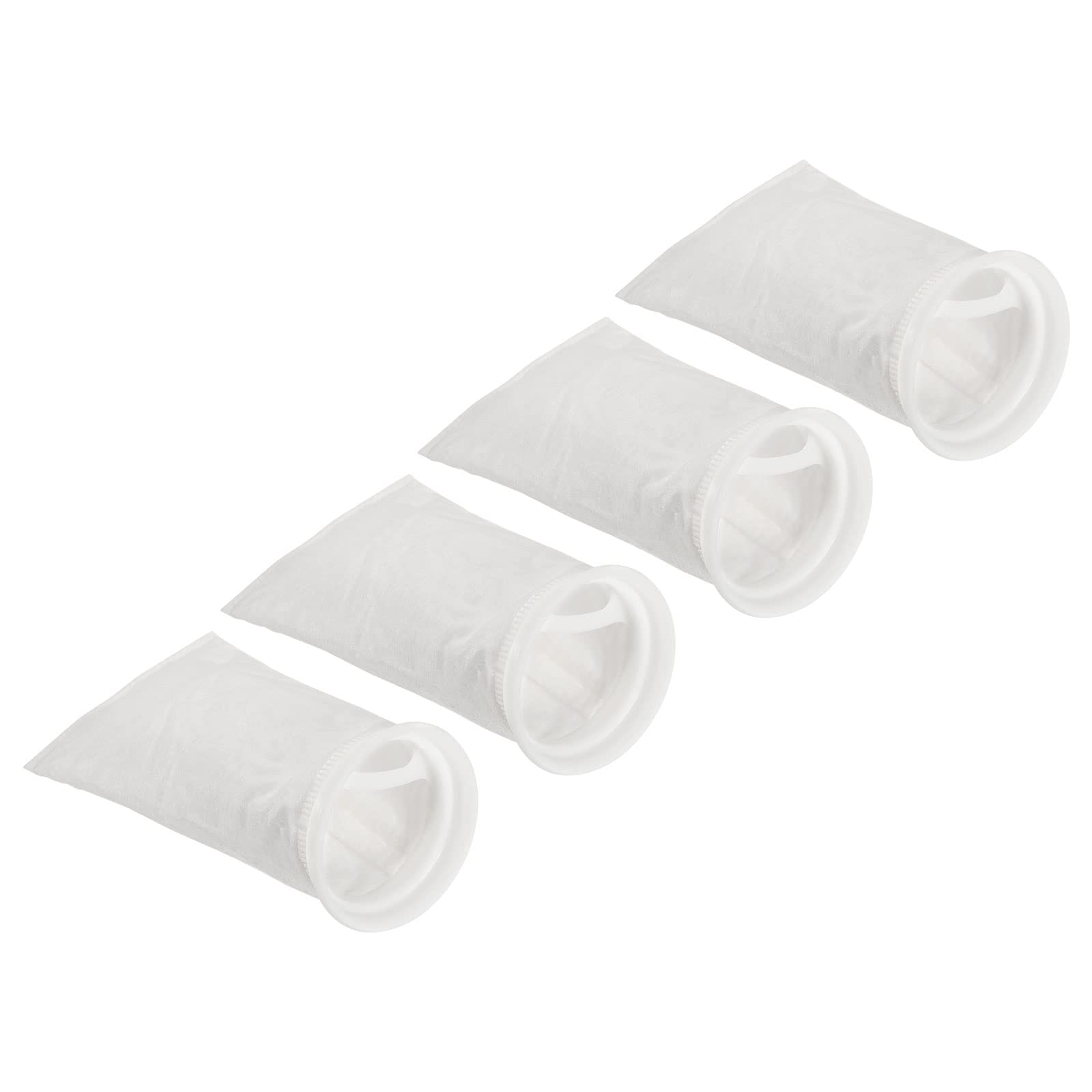 PATIKIL 4 Inch Ring Filter Socks 100 Micron, 4 Pack Mesh Bags Pool Skimmer Basket, White