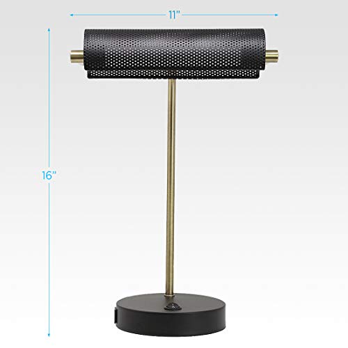 O’Bright LED Bankers Desk Lamp with USB Charging Port, Metal Lamp, 360