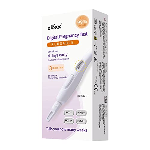 Zioxx Reusable Digital Early Result Pregnancy Test with Smart Countdown Weeks Indicator Pack of 3 Sticks