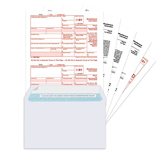 (2021) 1099 MISC Tax Forms (4-Part) Employees with