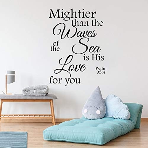 Wall Decal Psalm 93 4 Mightier Than The Waves of The Sea. Bible Verse Wall Art Quote Vinyl Sticker Bedroom Home Decor 57 * 77cm