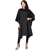 Betty Dain Lightweight Crinkle Nylon Hair Cutting/Styling Cape, Water Resistant, Machine Washable, Lightweight Nylon, Repels Hair, Snap Closure at Neck, Generous 54 x 60 inch Size, Black