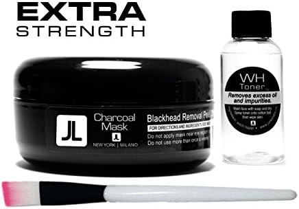 BLACK MAGIC Blackhead Removal Charcoal Mask Kit with Witch Hazel Toner and Applicator Brush (1oz)