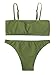 SweatyRocks Women's Sexy Bikini Set Removable Strap Wrap Padding Ribbed Swimwear Set Green M