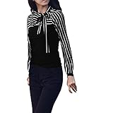 Allegra K Women's Self Tie Bow Neck Stripe Long Sleeves Top