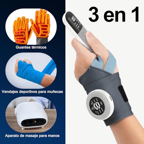 EMS Wrist Massager, Wireless Hand Massager with Heat, 6 Modes/19 Intensity, Wrist Support for Tendonitis and Carpal Tunnel Syndrome, Left/Right Bandages