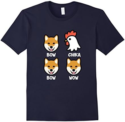 Mens Bow Chicka Bow Wow! Funny Dog &amp; Chicken Lover T-Shirt Large Navy
