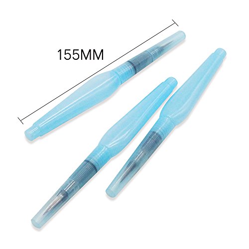 Mitini Water Brush Pen - 3 Assorted Tips Self-Moistening Waterbrushes Large Volume Portable for Travel Watercolor Painting, Calligraphy & Lettering, Water Soluble Pencils and Markers