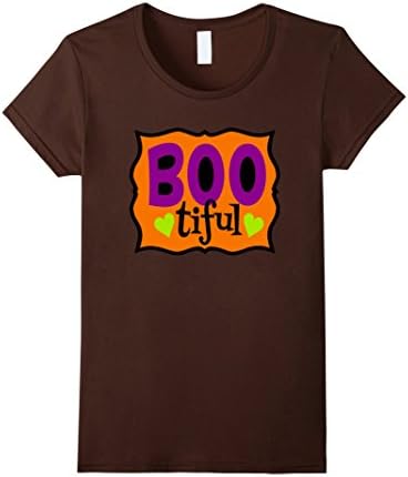 Womens Funny Halloween Shirt Boo Tiful Beautiful Girl Kids Daughter Large Brown