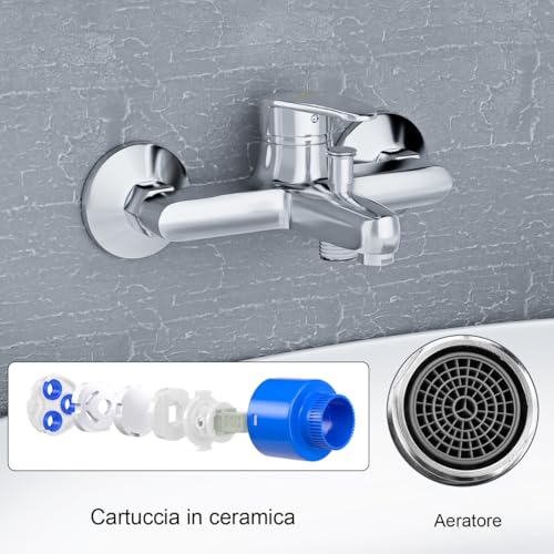 VOLTIX Wall Mounted Bathtub Tap, Chrome Bathtub Mixer Tap with Modern Design for Elegant Bathrooms