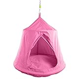 TopEva Waterproof Hanging Tree&Ceiling Hammock Tent Kids Sky Castle Paradise with Led Decoration Lights (Pink)