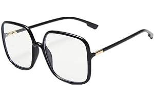 Shiratori Woman's New Retro Blue Light Blocking Glasses Big frame Nerd Eyeglasses Frame Anti Blue Ray Computer Game Glasses Black
