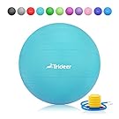Trideer Exercise Ball (45-85cm) EXTRA THICK Yoga Ball Chair, Anti-Burst Heavy Duty Stability Ball Supports 2200lbs, Birthing Ball with Quick Pump (Office & Home & Gym) (Turkis, 45cm)