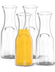 1 Liter Glass Carafe, 4 Pack - Elegant Wine Decanter and Drink Pitcher - Narrow Neck For Comfortable Grip, Wide Mouth For Easy Pouring - Great for Parties and Events â€“ Kitchen Lux