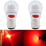 AMAZENAR 2-Pack 1157 BAY15D 1016 1034 7528 2057 2357 Extremely Bright Red LED Light 12V-DC, AK-3014 39 SMD Replacement Bulbs For Tail Brake Light Lamps