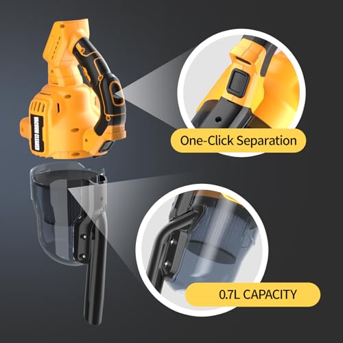 Gruecoinno Cordless Vacuum Cleaner for Dewalt 20V Battery, 500W Handheld Vacuum Cleaner with Washable Filter, Portable Stick Vacuum for Floor Carpet Car Hardwood Pet Hair Home(Battery Not Included)