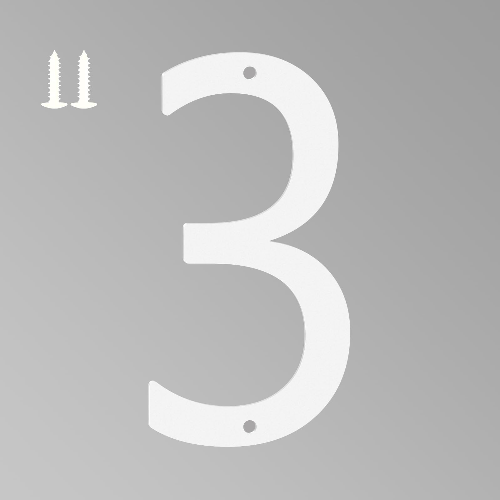 Photo 1 of 4 Inch White House Numbers for Outside, Metal Letters for Outdoor Signs, Anti-rust Aluminium House Address Letters for Front Door, Office, and Garden Decoration (Number 3)
