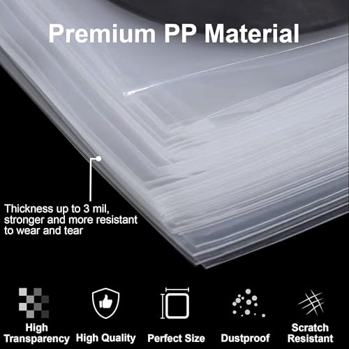 GPXIIZ Vinyl Sleeves Outer 12 Inch | 50x Crystal Clear Record Sleeves | 3 Mil Thick | Acid-Free & High-Density Polypropylene | Plastic Protective Vinyl Album Covers for 12" Single Double Albums & LPs