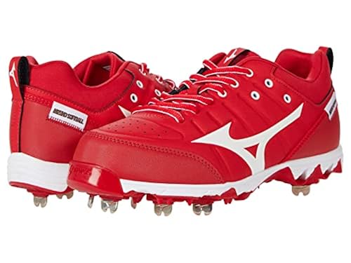 Mizuno Womens 9-Spike Swift Low Metal Softball Cleat, Red-White