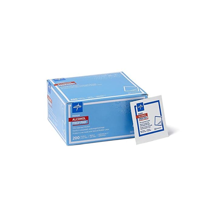 Medline - MDS090735Z Sterile Medium Prep Pads 70% Isopropyl Alcohol Antiseptic 200 Count