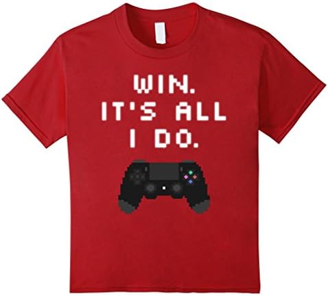 unisex-child Win It's All I Do Gamer T-Shirt PS 8 Cranberry