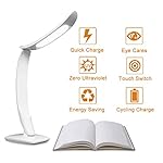 Meoro Desk Lamp - Portable LED Desk Lamp Best 3 Level Dimming Student Lamp with Touch Control 3W, 3 Modes, USB Charging Port for Studying, Reading, Working, Camping (White)