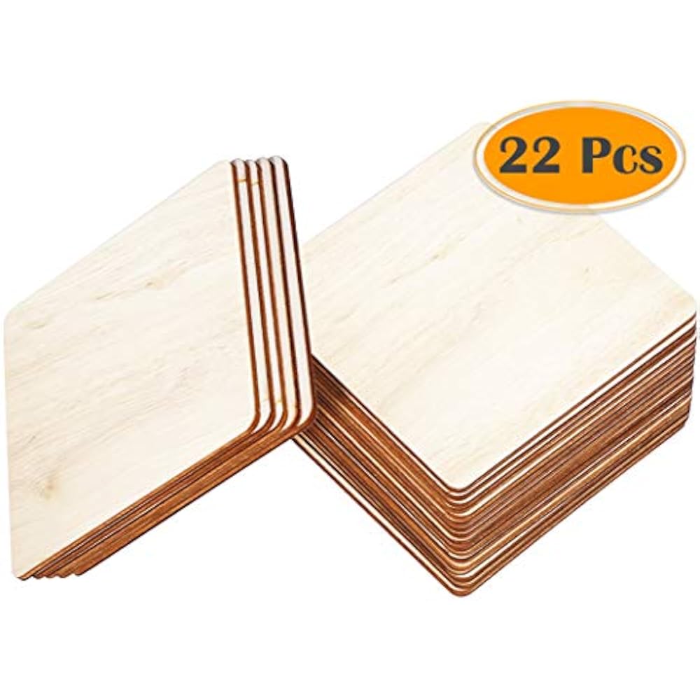ilauke Unfinished Wood Pieces 50 Pcs 4 Inch Square Blank Wood Natural