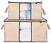 MISSLO Pack 2 Folding Breathable Jumbo Storage Bag for Comforter, Large Blanket Storage, Clothes Closet Organizer (Beige)