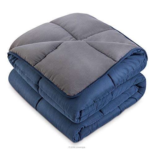 Linenspa Comforter Duvet Insert Full Navy/Graphite Down Alternative All Season MicrofiberFull