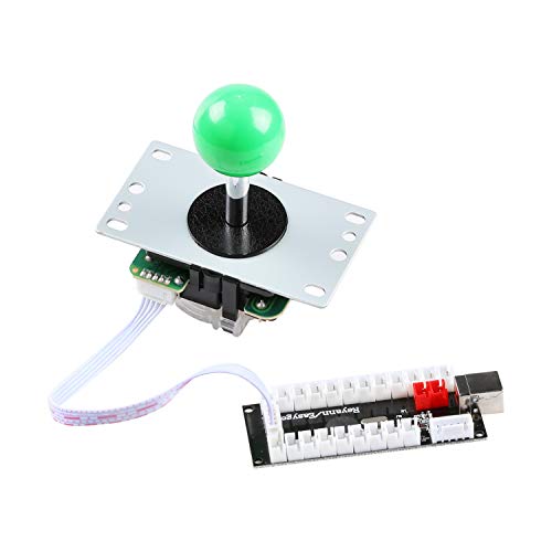 Hikig 2 Player DIY Parts Kit, LED Arcade Buttons 8 Ways Joystick and Zero Delay USB Encoder for Raspberry Pi & Windows Video Games Machine, Color: Yellow+Green