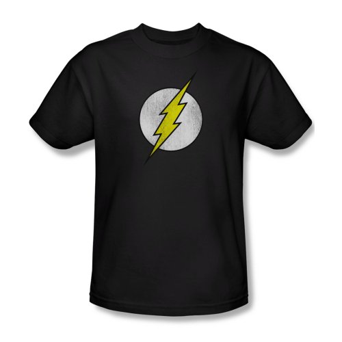 DC Comics Men's The Flash Short Sleeve T-Shirt, Distressed Black, Large
