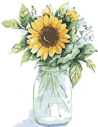 Malen nach Zahlen für Erwachsene und Kinder, Leinwand, Acryl, Sonnenblumen-Malset, Bilder mit 3 Pinseln, 40,6 x 50,8 cm…