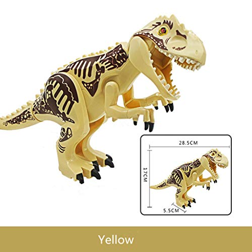 Fiaya New Big Size Kids Dinosaur Model DIY Assembled Building Blocks Action Figures Playset Educational Toy Xmas Gifts (05Yellow)