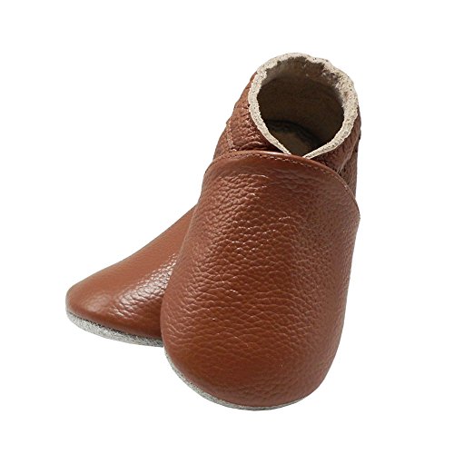 Yang Baby Boys Girls Shoes Crawling Slipper Toddler Infant Soft Leather First Walking Moccs(Brown,6-12 Months)