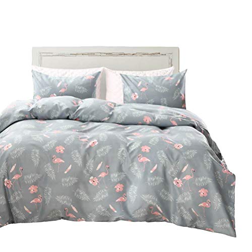 Flamingo Bedding Flamingo Tree Duvet Cover Set Palm Tree Printed Pink Flamingo Bedding Sets King (104"x90") One Duvet Cover Two Pillowcases (Flamingo, King)