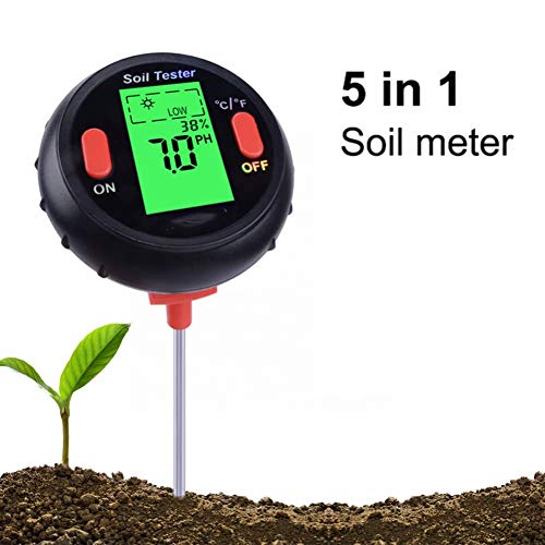 Douup 5-in-1 Soil Test Kit for Moisture, Light, pH, Soil Tester Gardening Hygrometer Soil PH Meter, Soil Tester Kit for Indoor Outdoor Plants