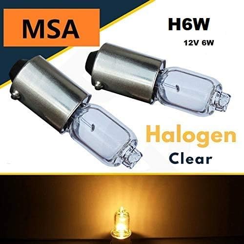MSA 2x Parking Side Light Bulbs 'E' Approved E4 434 (H6W) 12v BAX9s Clear Bulbs, White