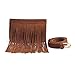 Fashion Brown Velvet Fringe Tassel Waist Fanny Pack Belt Bag Travel Purse for women