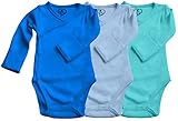Boys Boys Baby Onesie made with Organic Cotton - Long Sleeve Kimono Style with Side Snaps Bodysuit - Baby Boys 3-Pack - NB