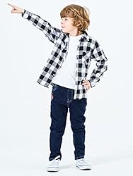 OCHENTA Big Boys' Button Down Flannel Plaid