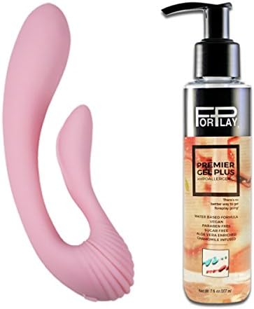 Adrien Lastic G-Wave Double Use Rabbit Massager with Free Premium Hypoallergenic Water-based Personal Lubicant 7 Oz ForPlay Premier Gel Plus