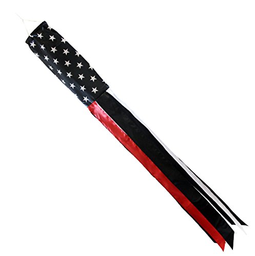 AMERICAN USA THIN RED LINE fire fighter Flying 60 Inch Wind Sock - Polyester Windsock