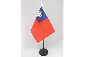 AZ FLAG - Taiwan Table Flag 4'' x 6'' - Taiwanese Mini Desk Flag 100% Polyester 15 x 10 cm - Office Banner with 10'' Pole - Golden Spear