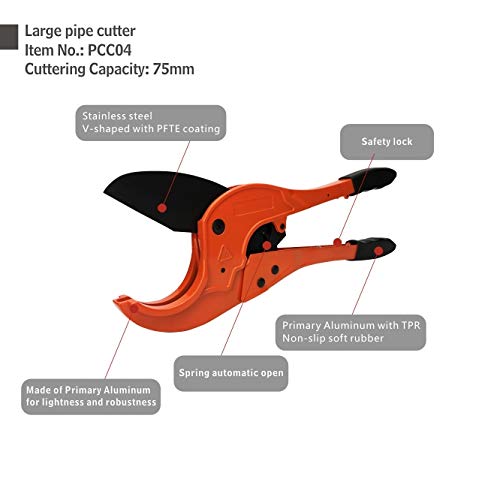 Mifuse 66701 Large Ratcheting PVC Pipe and Tubing CuttersOne Hand Fast