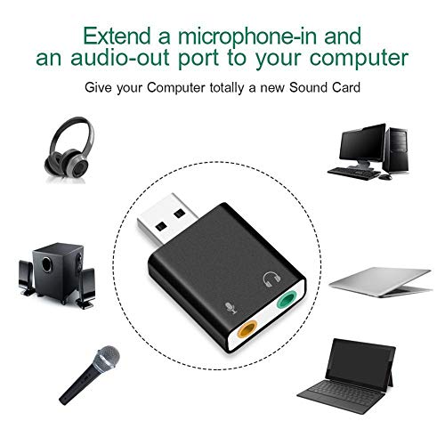 CactusAngui Alloy External Sound Card USB7.1 Audio Adapter with 3.5mm Jack for PC Notebook Grey