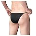 Mlovew Men's Comfortable Silky Bugle Pouch Tanga Strings Underwear Bikini Brief, 1-pack Black, Large