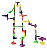 Mr. Marble Run Starter Set (48 Large Marble Run Pieces + 10 Glass Marbles)