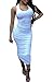 Bess Bridal Women's Sexy Vest Fold Slim Bodycon Midi Tight Long Party Tank Dress,White,Small