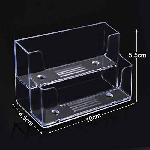 Vndeful 2 Pcs Clear Business Card Holder 2 Tiers Plastic Card Stand Organizer Card Holder Display for Home Office, 120 Cards Capacity